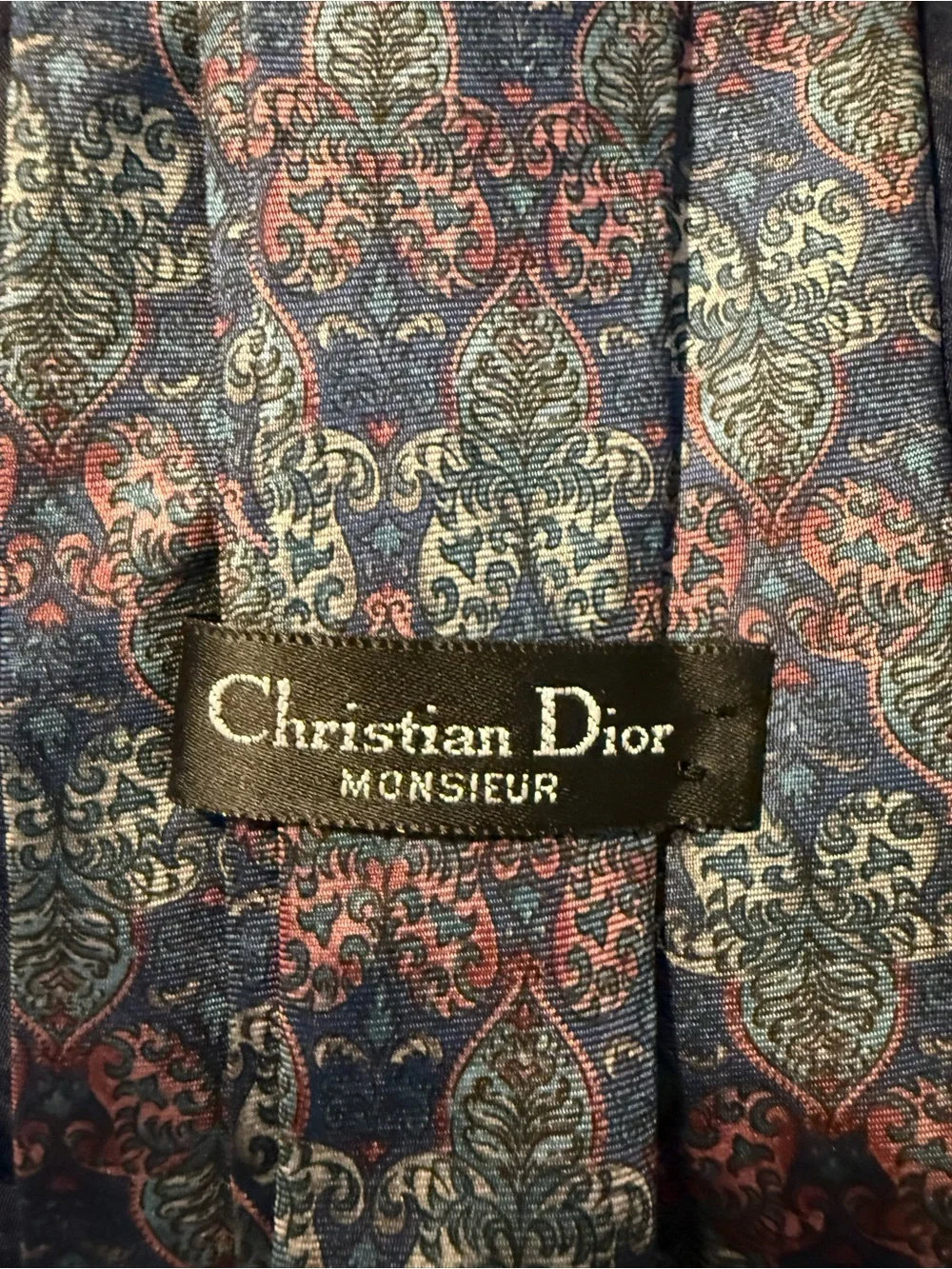 Dior Monsieur Paisley Silk Tie in Navy, Rust & Cream